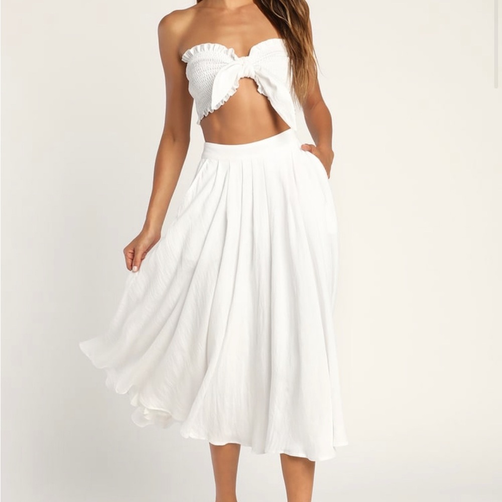 White Two Piece Midi Dress